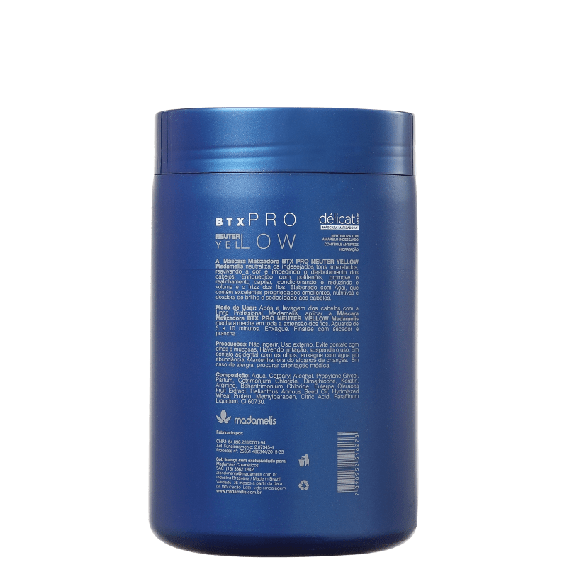Madamelis Profissional BTX Pro Neuter Yellow - Máscara Matizante 1000g