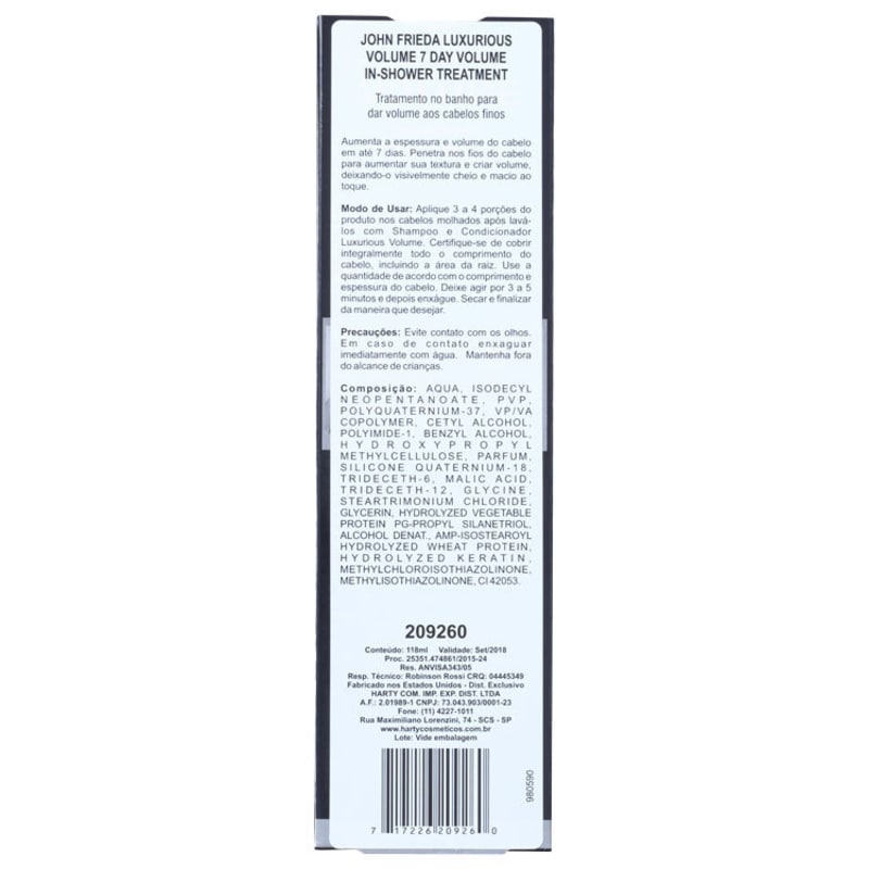 John Frieda Luxurious Volume 7 Day In-Shower Treatment - Texturizador de Volume 118ml