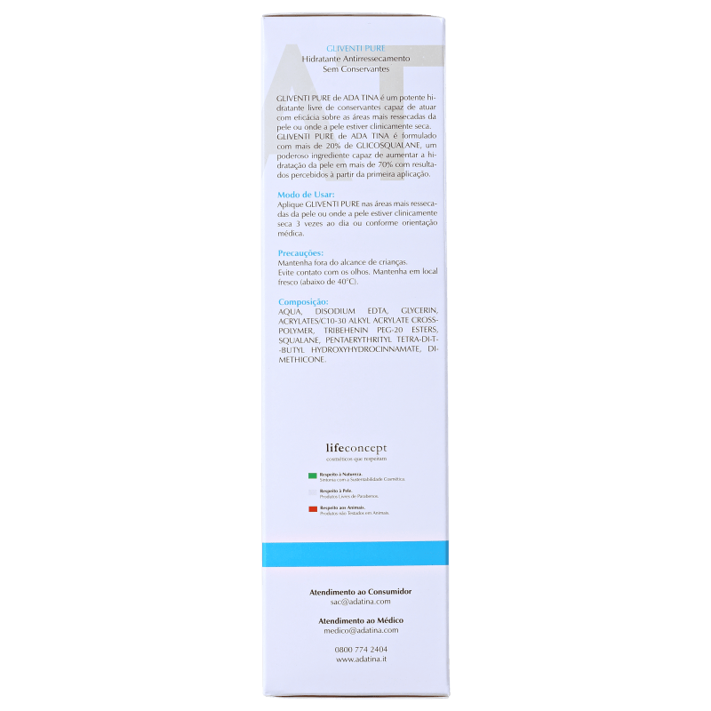 Ada Tina Gliventi Pure - Creme Hidratante Antirressecamento 200ml