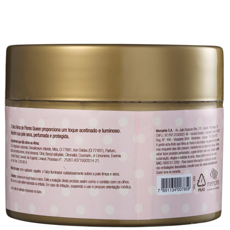 Alma de Flores Queen Talco Desodorante Perfumado Iluminador - Talco 100g