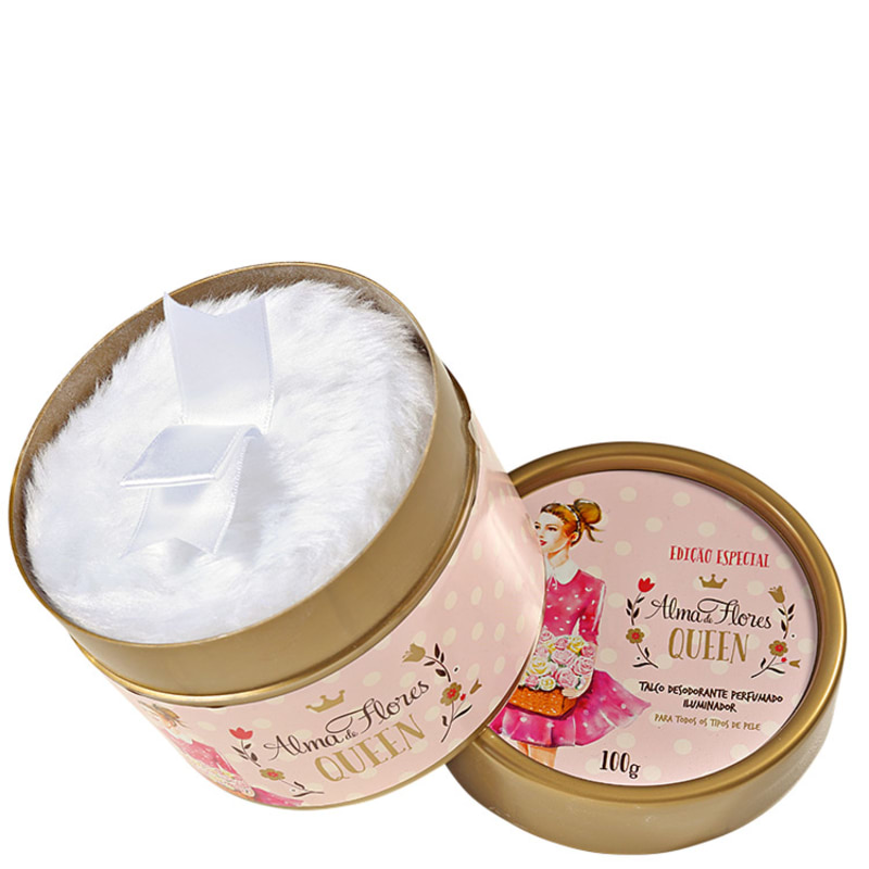Alma de Flores Queen Talco Desodorante Perfumado Iluminador - Talco 100g
