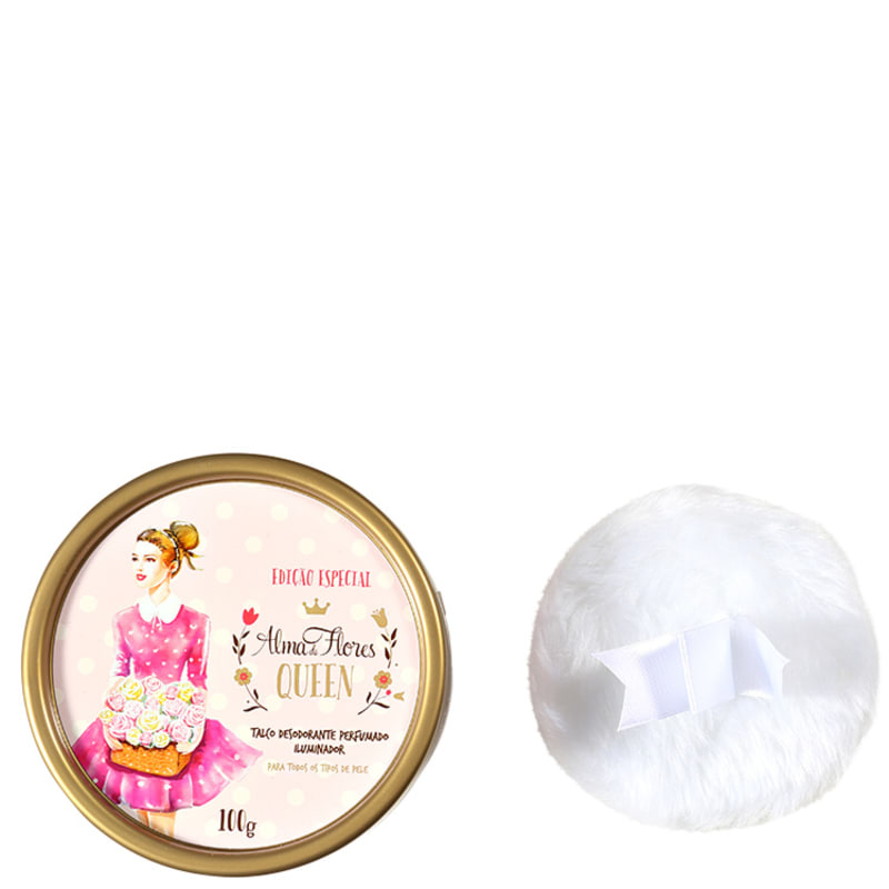Alma de Flores Queen Talco Desodorante Perfumado Iluminador - Talco 100g