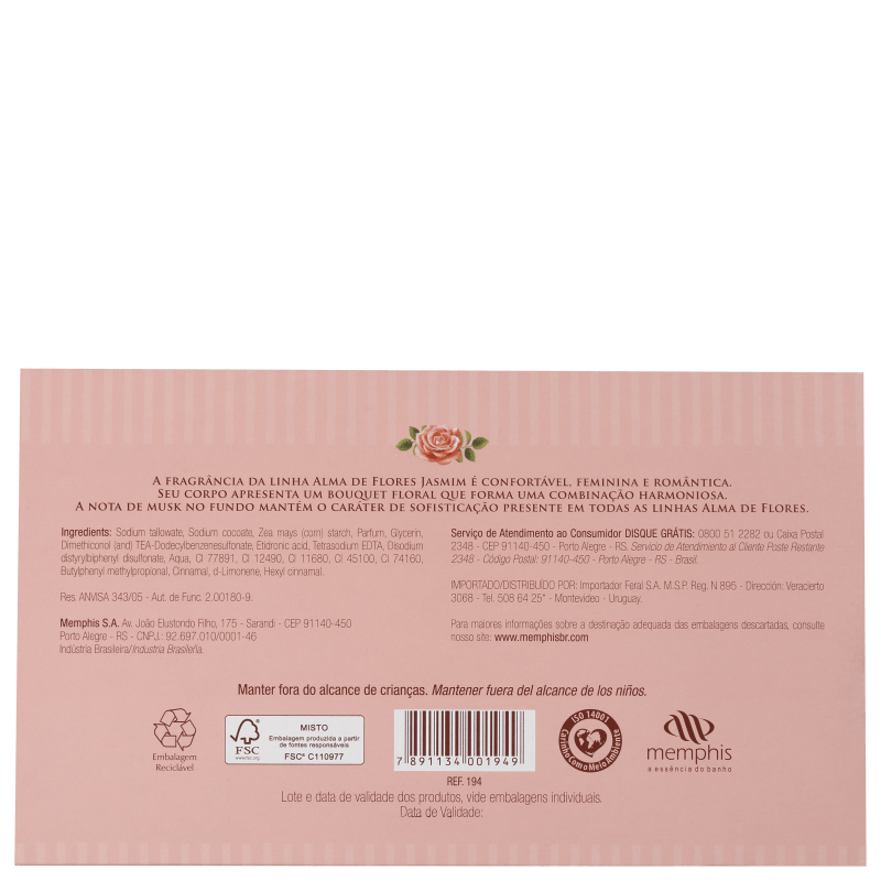 Kit Alma de Flores Essência de Jasmim - Sabonetes em Barra 3x130g