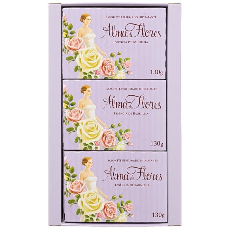 Kit Alma de Flores Essência de Baunilha - Sabonetes em Barra 3x130g