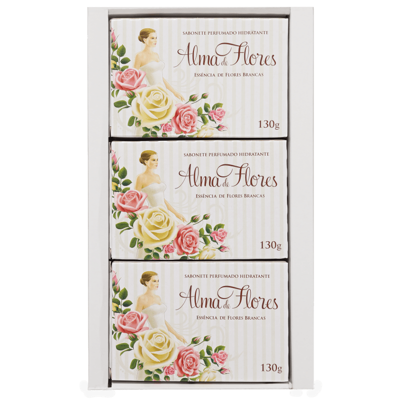 Kit Alma de Flores Essência de Flores Brancas - Sabonetes em Barra 3x130g