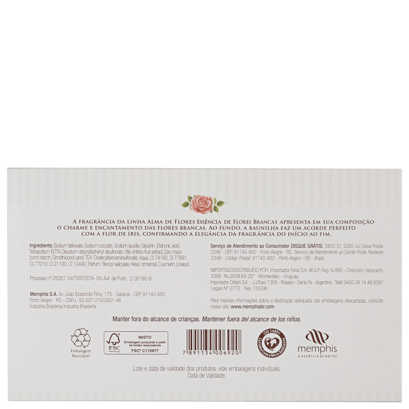 Kit Alma de Flores Essência de Flores Brancas - Sabonetes em Barra 3x130g