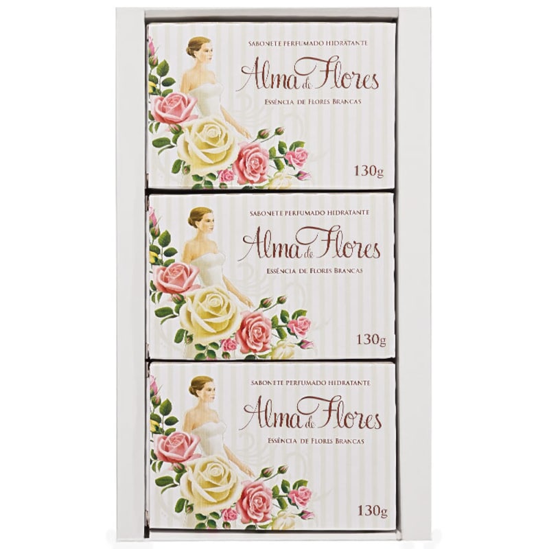 Kit Alma de Flores Essência de Flores Brancas - Sabonetes em Barra 3x130g
