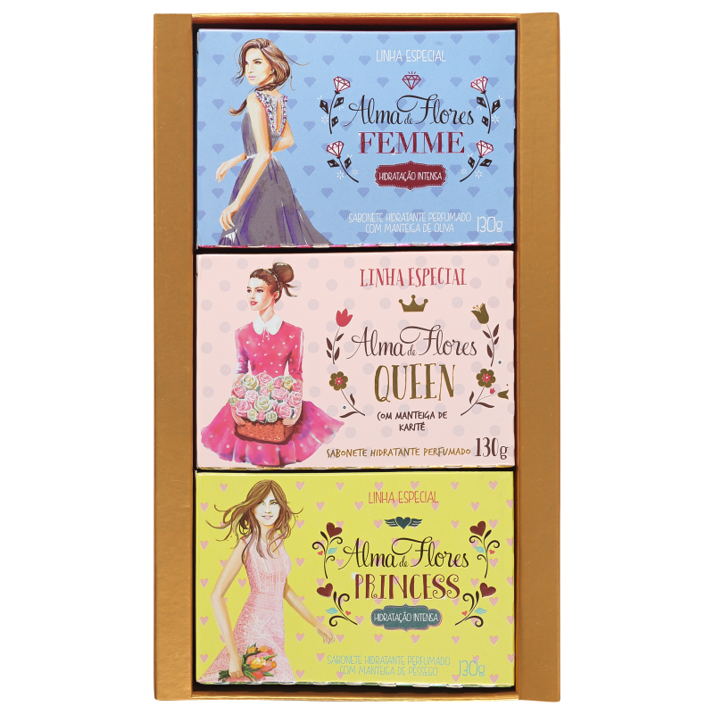 Kit Alma de Flores Alma de Mulher - Sabonetes em Barra 3x130g