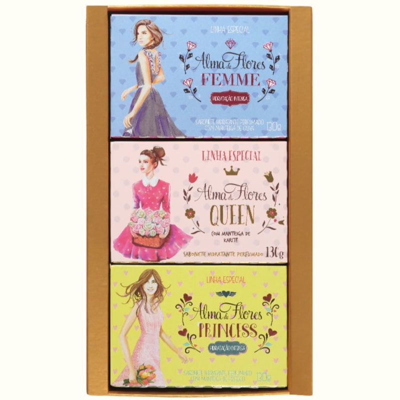 Kit Alma de Flores Alma de Mulher - Sabonetes em Barra 3x130g