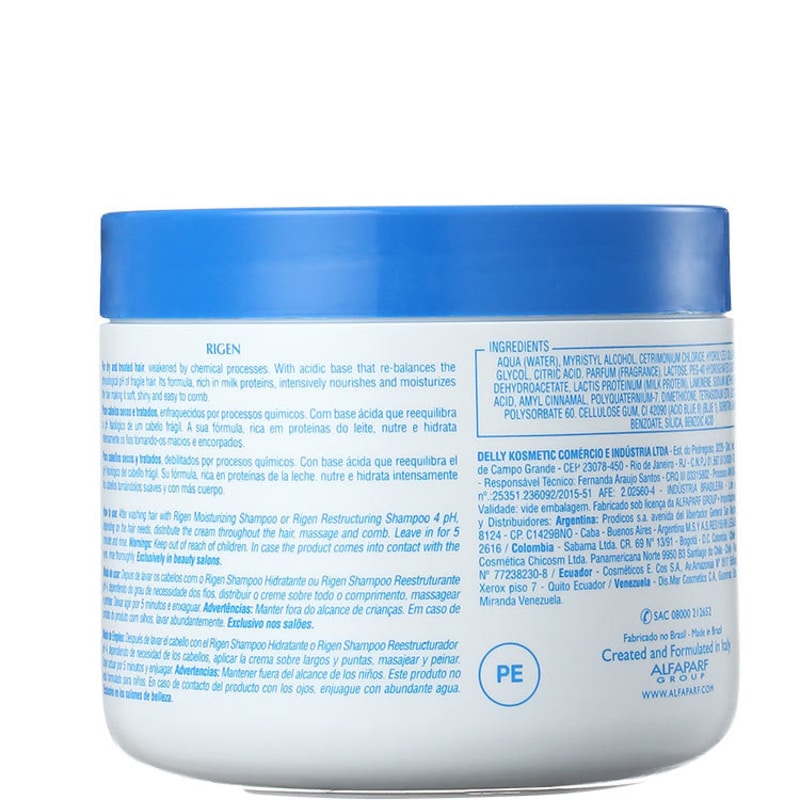 Alfaparf Rigen Milk Protein Plus Nourishing Cream - Máscara de Tratamento 500g