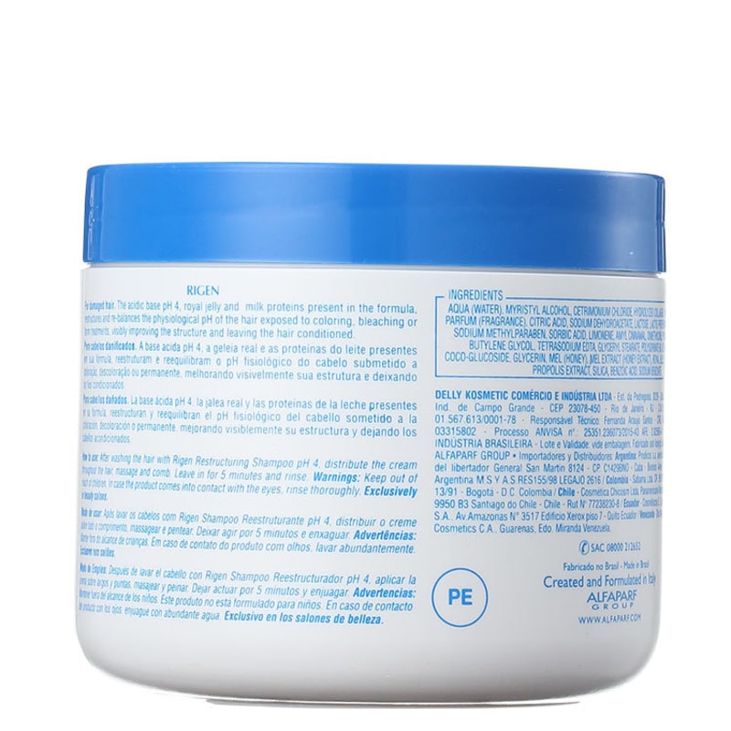 Alfaparf Rigen Milk Protein Plus Real Cream - Máscara de Tratamento 500g