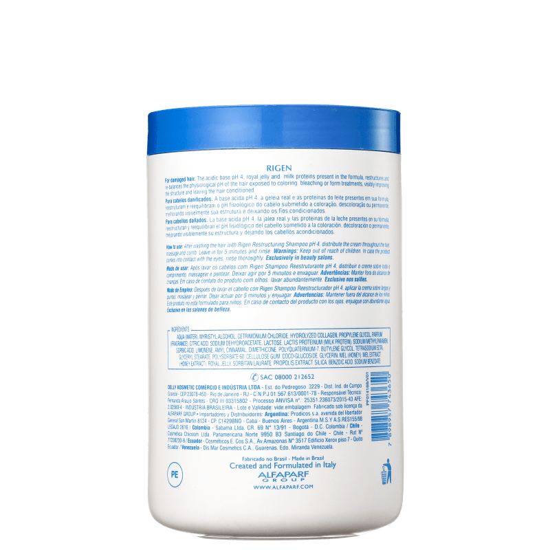 Alfaparf Rigen Milk Protein Plus Real Cream - Máscara de Tratamento 1000ml