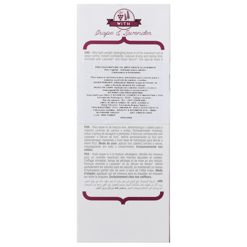 Alfaparf Precious Nature Grape & Lavender Oil - Óleo 100ml