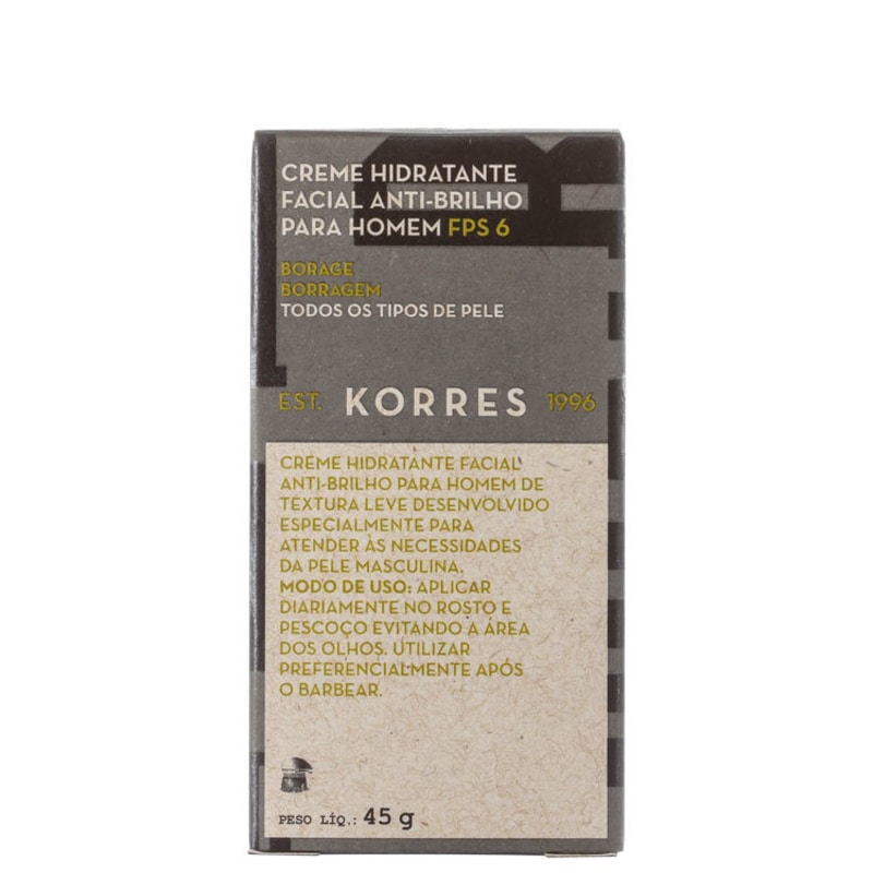 Korres Borage Anti-Brilho FPS 6 - Hidratante Facial 45g