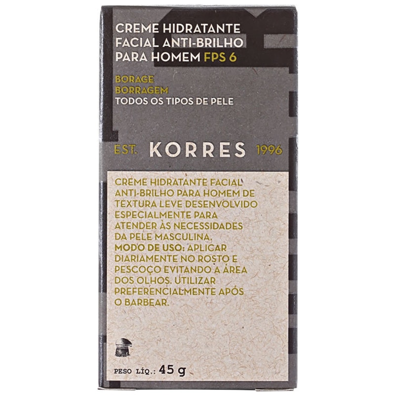 Korres Borage Para Homem - Hidratante Facial Anti-Brilho 45g
