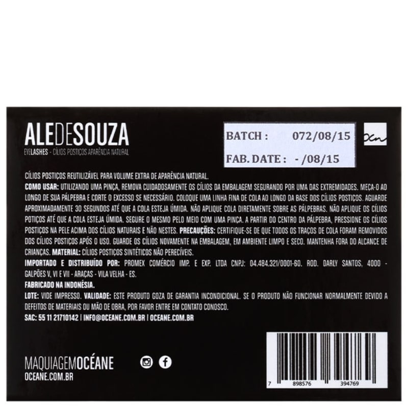 Océane Femme Ale de Souza Eyelashes Aparência Natural - Cílios Postiços