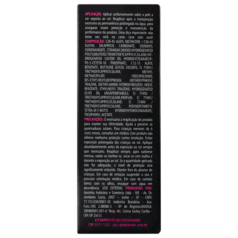 Pink Cheeks Pink Stick RJ 42KM FPS 90 - Protetor Solar com Cor 14g