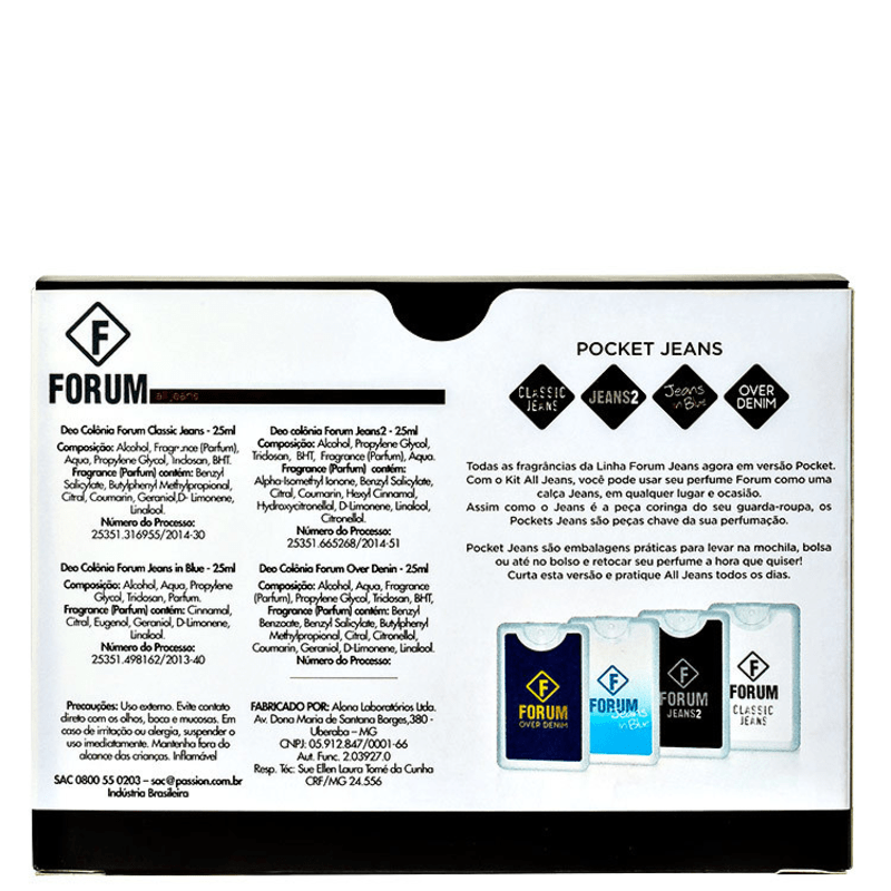 Conjunto All Jeans Pocket Forum Unissex - Deo Colônia 4x25ml