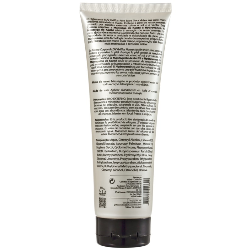 Griffus Lov Pele Extra Seca - Hidratante Corporal 240ml