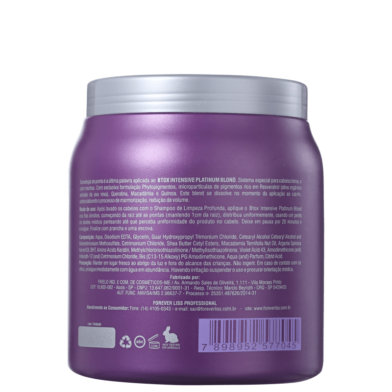 Forever Liss Professional Platinum Blond - Redutor de Volume Matizador 1000g