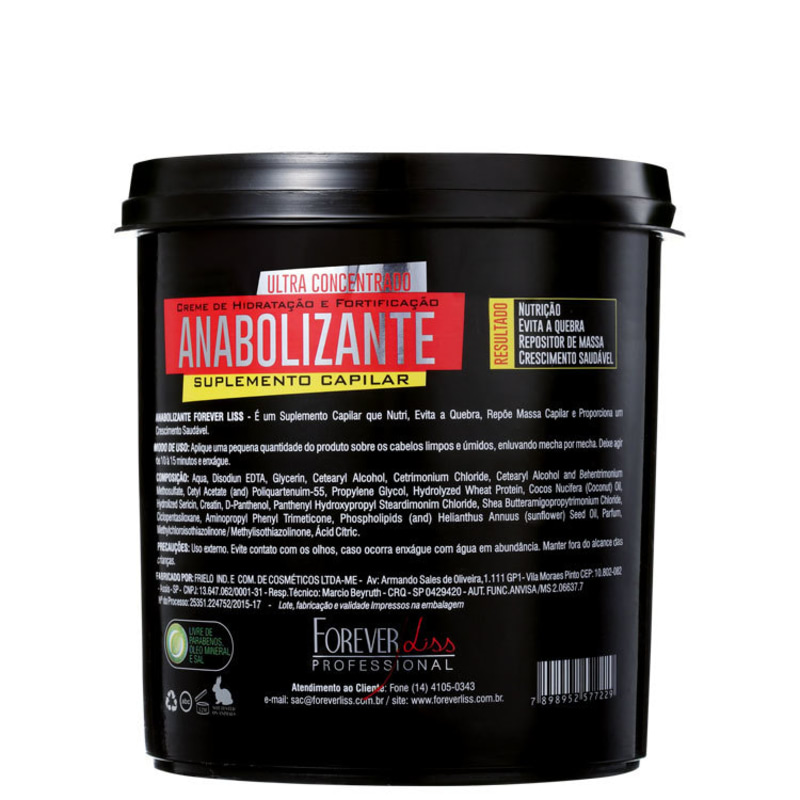 Forever Liss Professional Anabolizante Suplemento Capilar - Máscara de Tratamento 950g