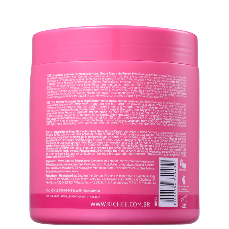 Richée Professional Nanobotox Repair - Repositor de Massa 500g