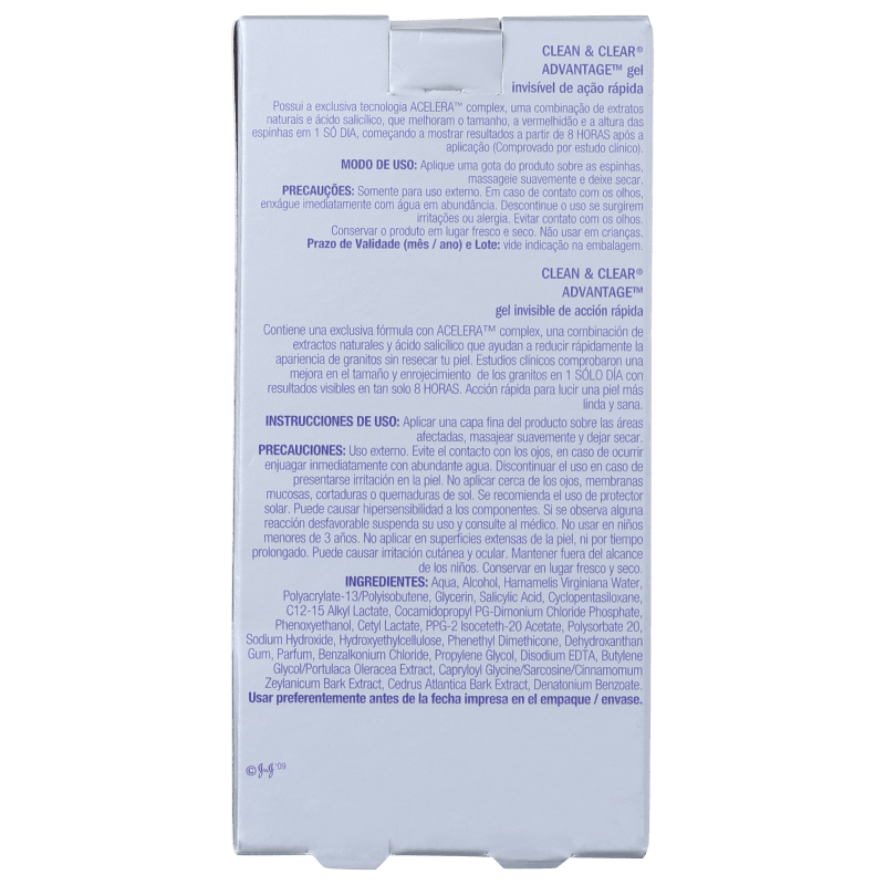 Clean & Clear Advantage Gel Invisível - Gel Secativo para Acne 15g
