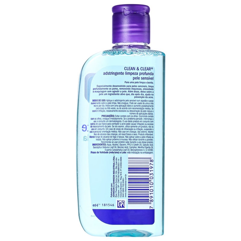 Clean & Clear Limpeza Profunda Pele Sensível - Adstringente 200ml