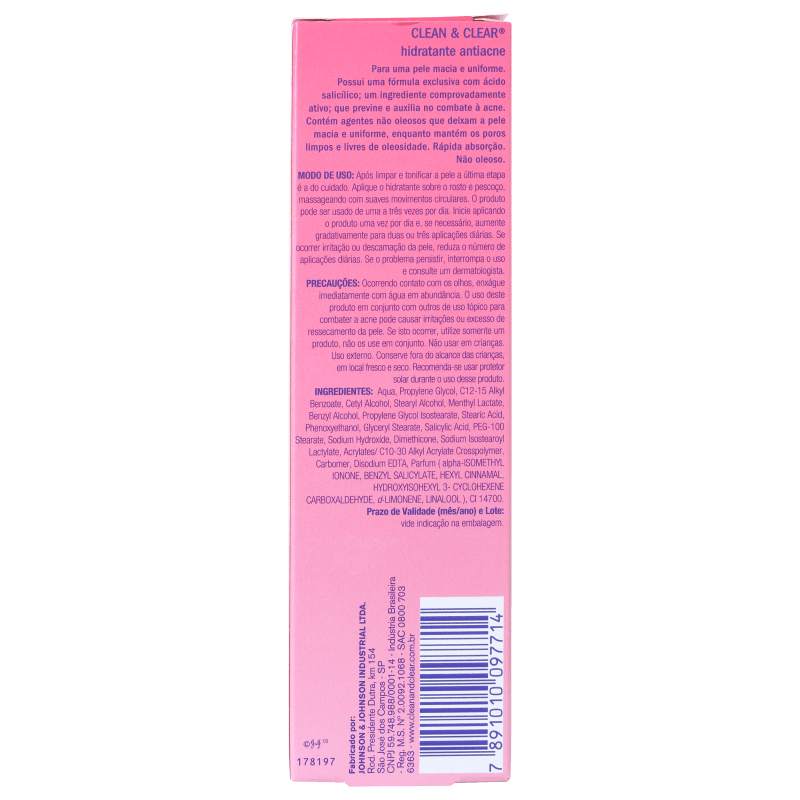 Clean & Clear Hidratante Antiacne - Hidratante Facial 50g