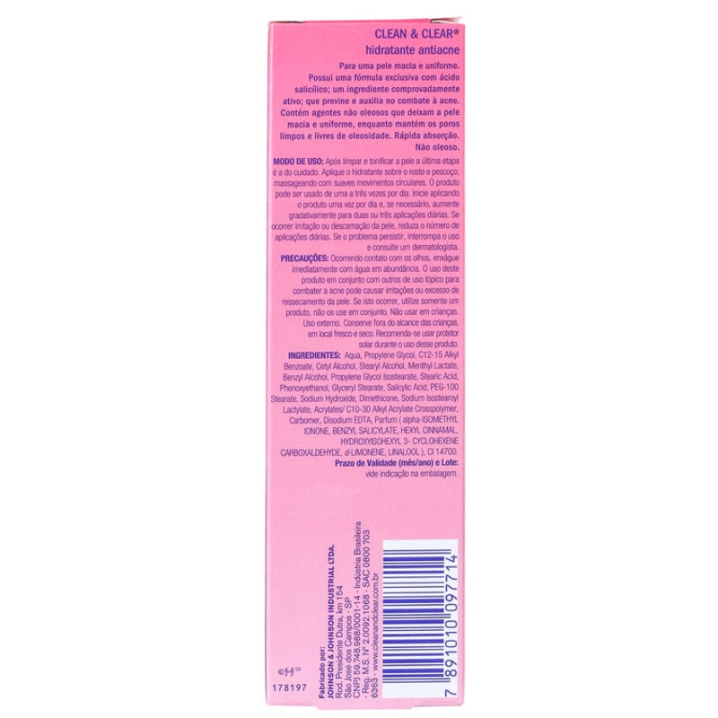 Clean & Clear Hidratante Antiacne - Hidratante Facial 50g