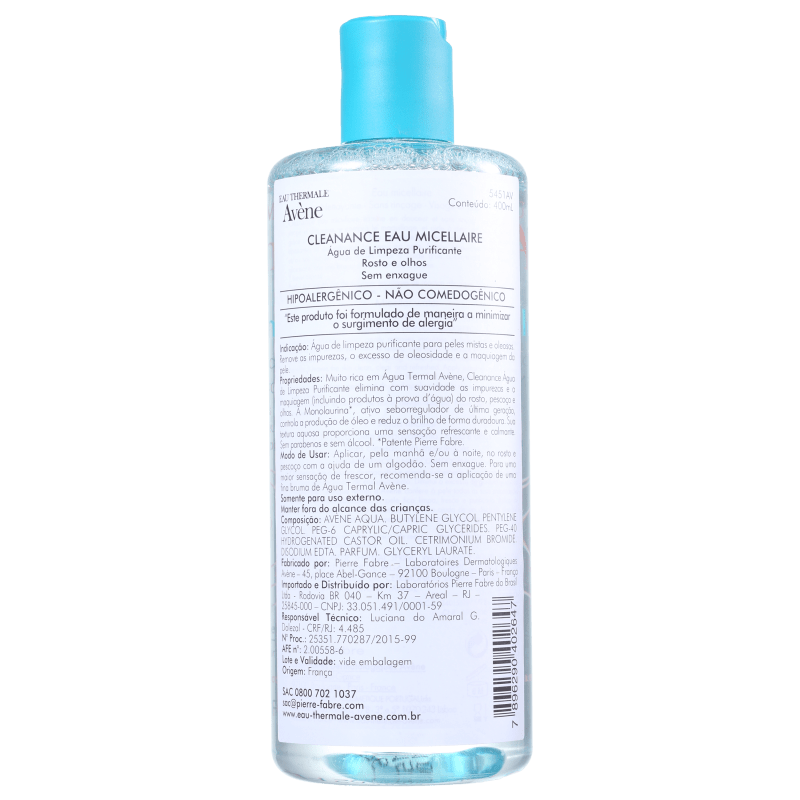 Avène Cleanance Eau Micellaire - Água de Limpeza Facial 400ml