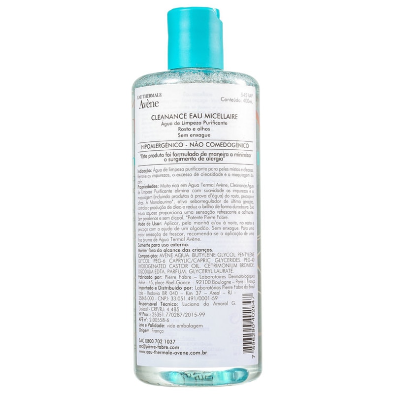 Avène Cleanance Eau Micellaire - Água de Limpeza 400ml