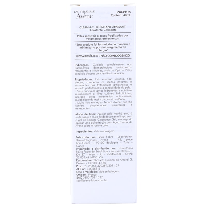 Avène Clean-Ac Crème - Hidratante Facial 40ml