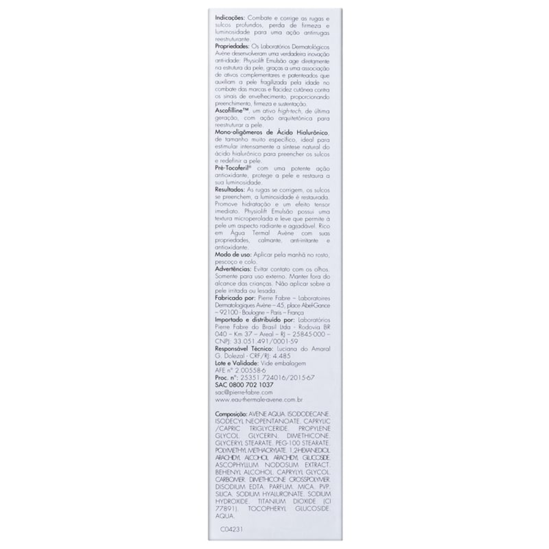 Avène PhysioLift Day Smoothing Emulsion - Soro Anti-Idade 30ml