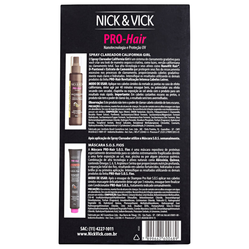 Nick & Vick PRO-Hair California Girl - Spray Clareador + Máscara S.O.S