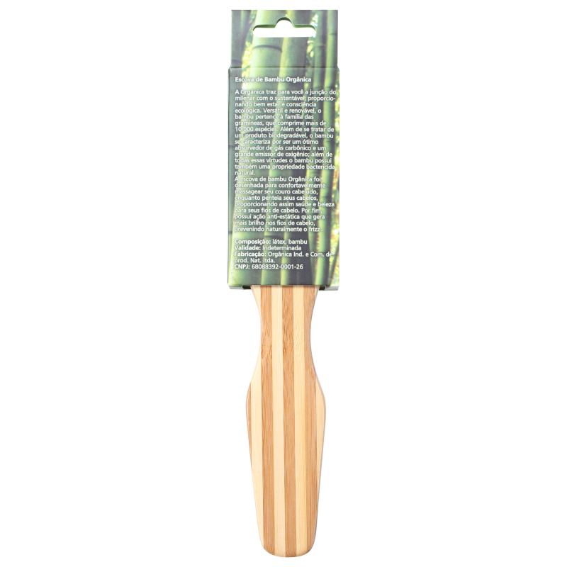 Orgânica Bambu Retangular - Escova de Cabelo