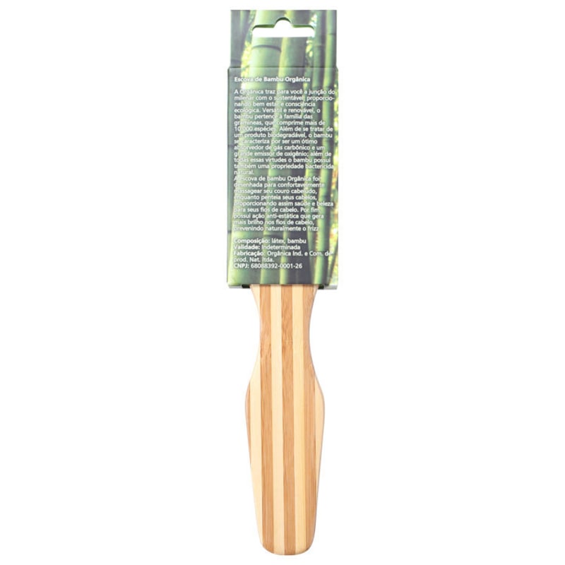 Orgânica Bambu Retangular - Escova de Cabelo