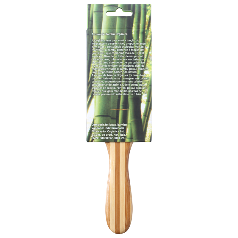 Orgânica Bambu Quadrada - Escova de Cabelo