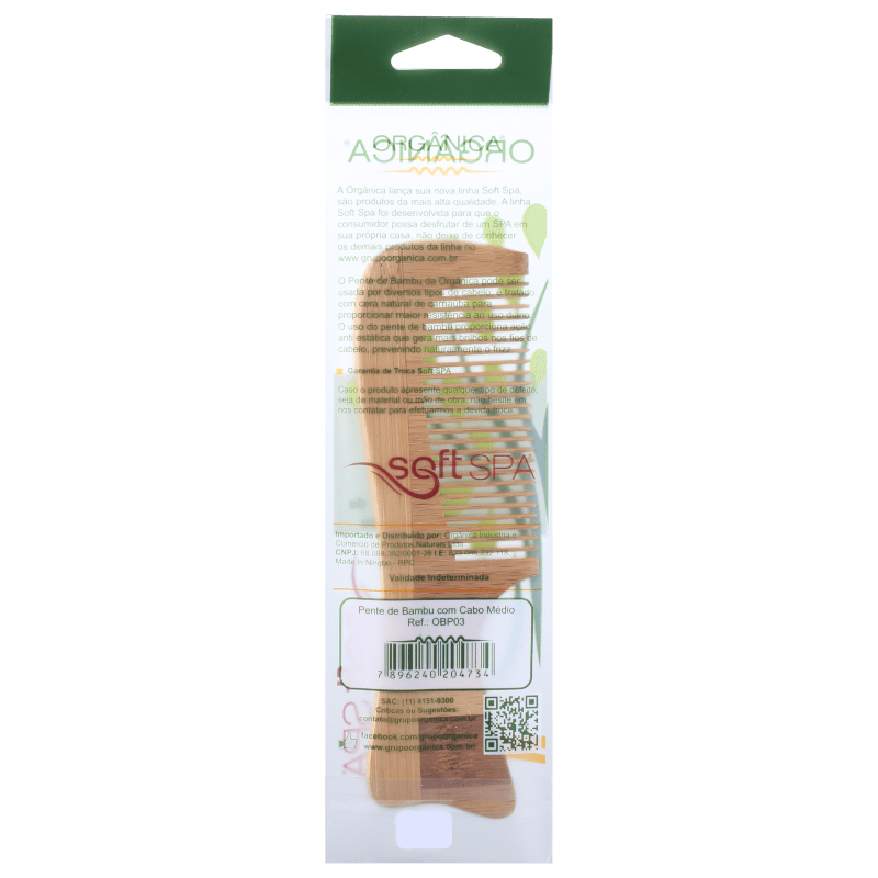 Orgânica Bambu Cabo Médio - Pente de Cabelo