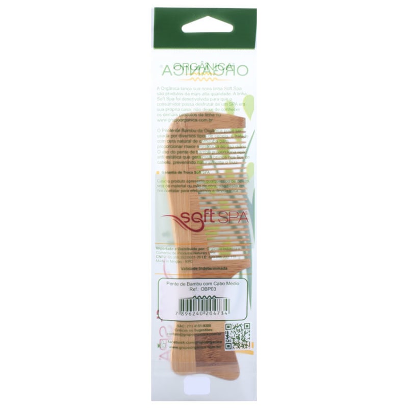 Orgânica Bambu Cabo Médio - Pente de Cabelo