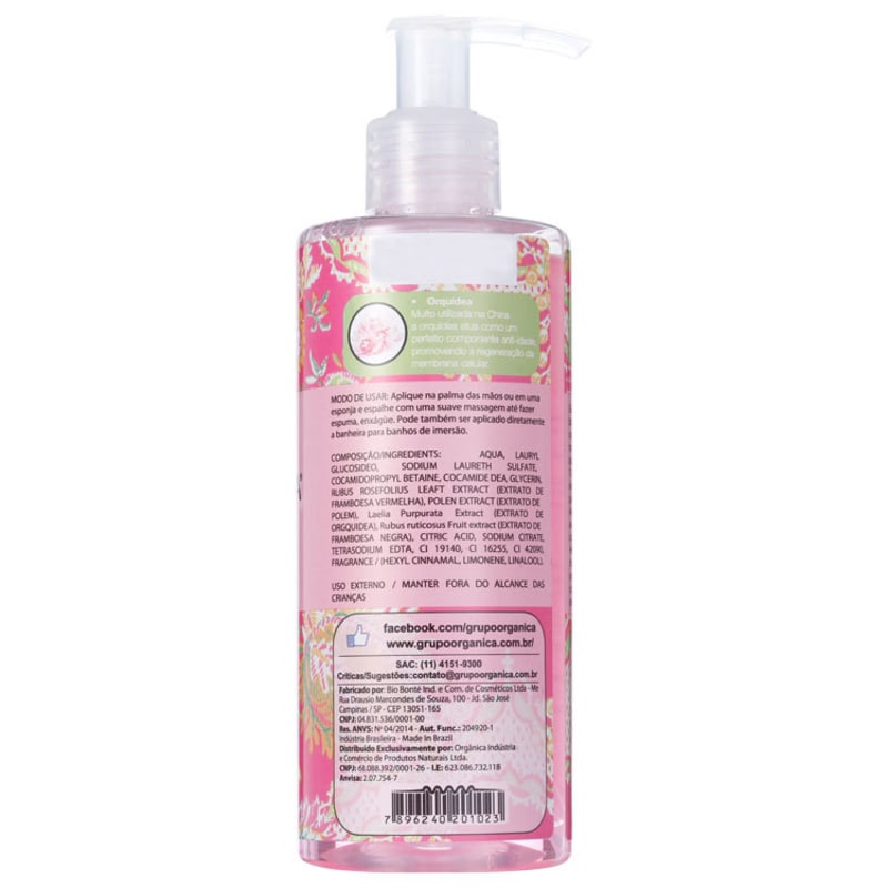 Orgânica Puro Vegetal Framboesa e Orquídea - Sabonete Líquido 250ml