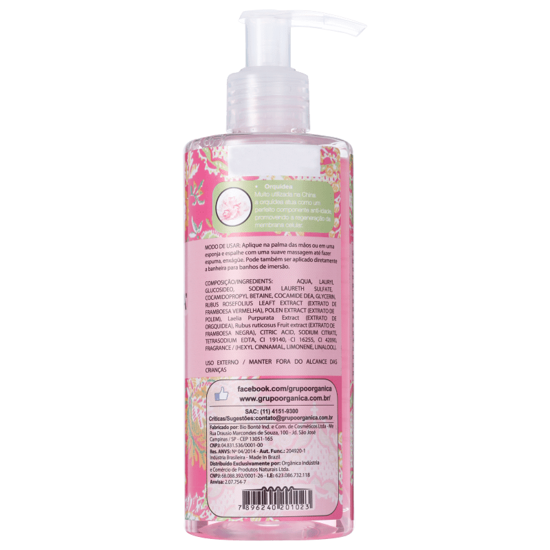 Orgânica Puro Vegetal Framboesa e Orquídea - Sabonete Líquido 250ml