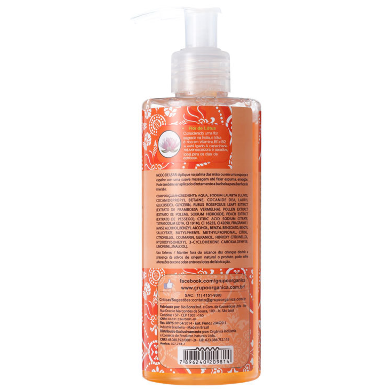 Orgânica Puro Vegetal Pêssego e Flor de Lótus - Sabonete Líquido 250ml