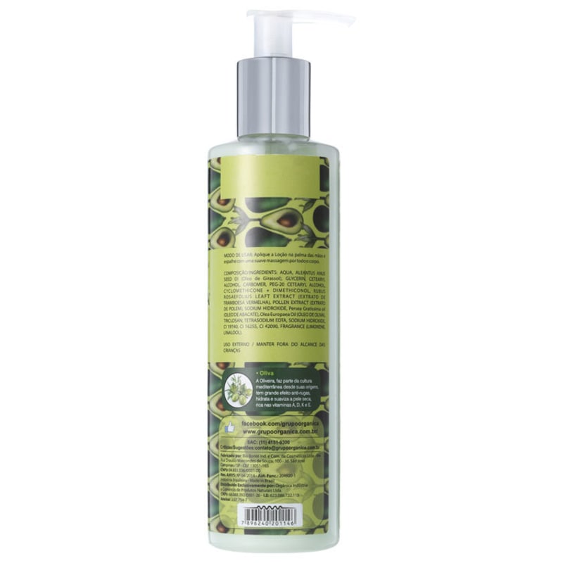 Orgânica Puro Vegetal Abacate e Oliva - Loção Hidratante Corporal 250ml