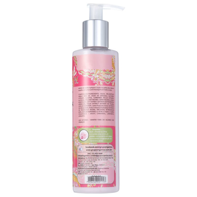 Orgânica Puro Vegetal Framboesa e Orquídea - Loção Hidratante Corporal 250ml