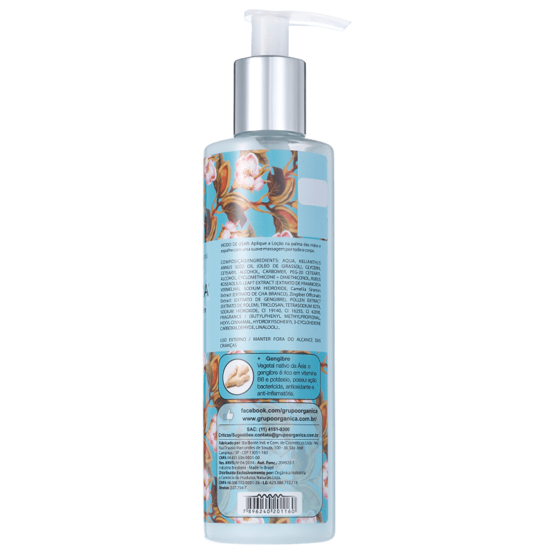 Orgânica Puro Vegetal Chá Branco e Gengibre - Loção Hidratante Corporal 250ml