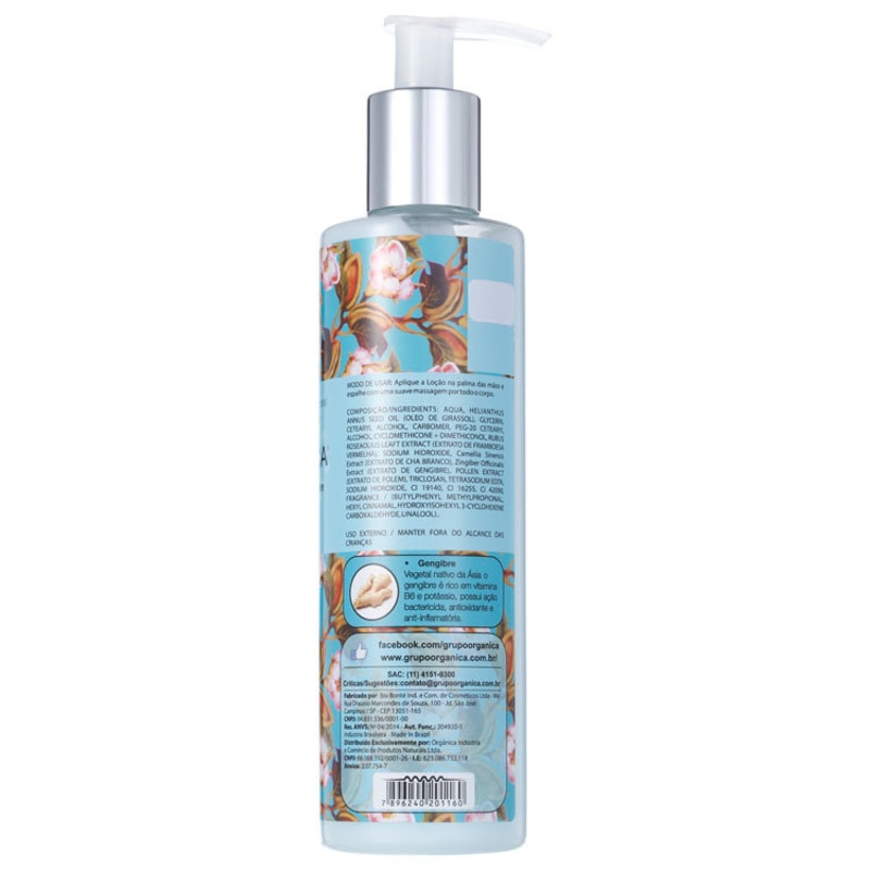 Orgânica Puro Vegetal Chá Branco e Gengibre - Loção Hidratante Corporal 250ml