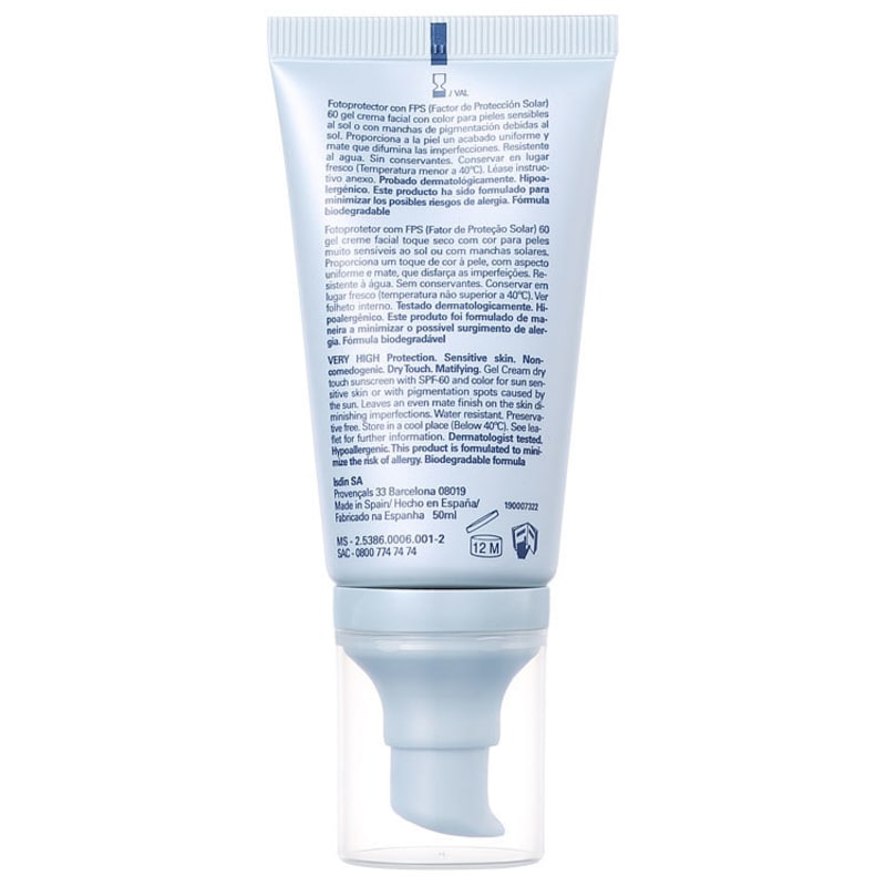 ISDIN Fotoprotector Gel Cream Dry Touch Color FPS 50 - Protetor Solar Facial em Creme 50ml