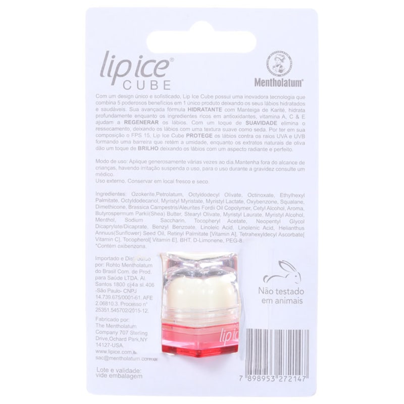 Lip Ice Cube Morango FPS 15 - Protetor Labial 6,5g