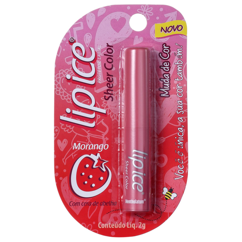 Lip Ice Sheer Color Morango - Hidratante Labial 2g